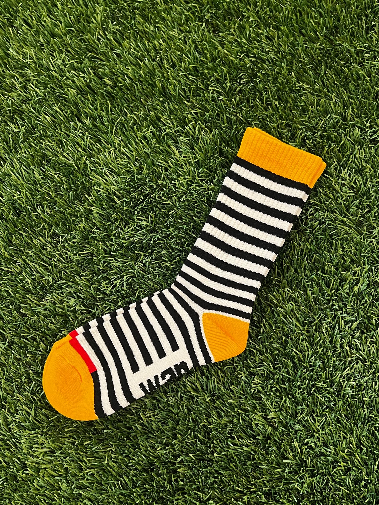 BLACK & YELLOW STRIPED WAN CREW SOCK