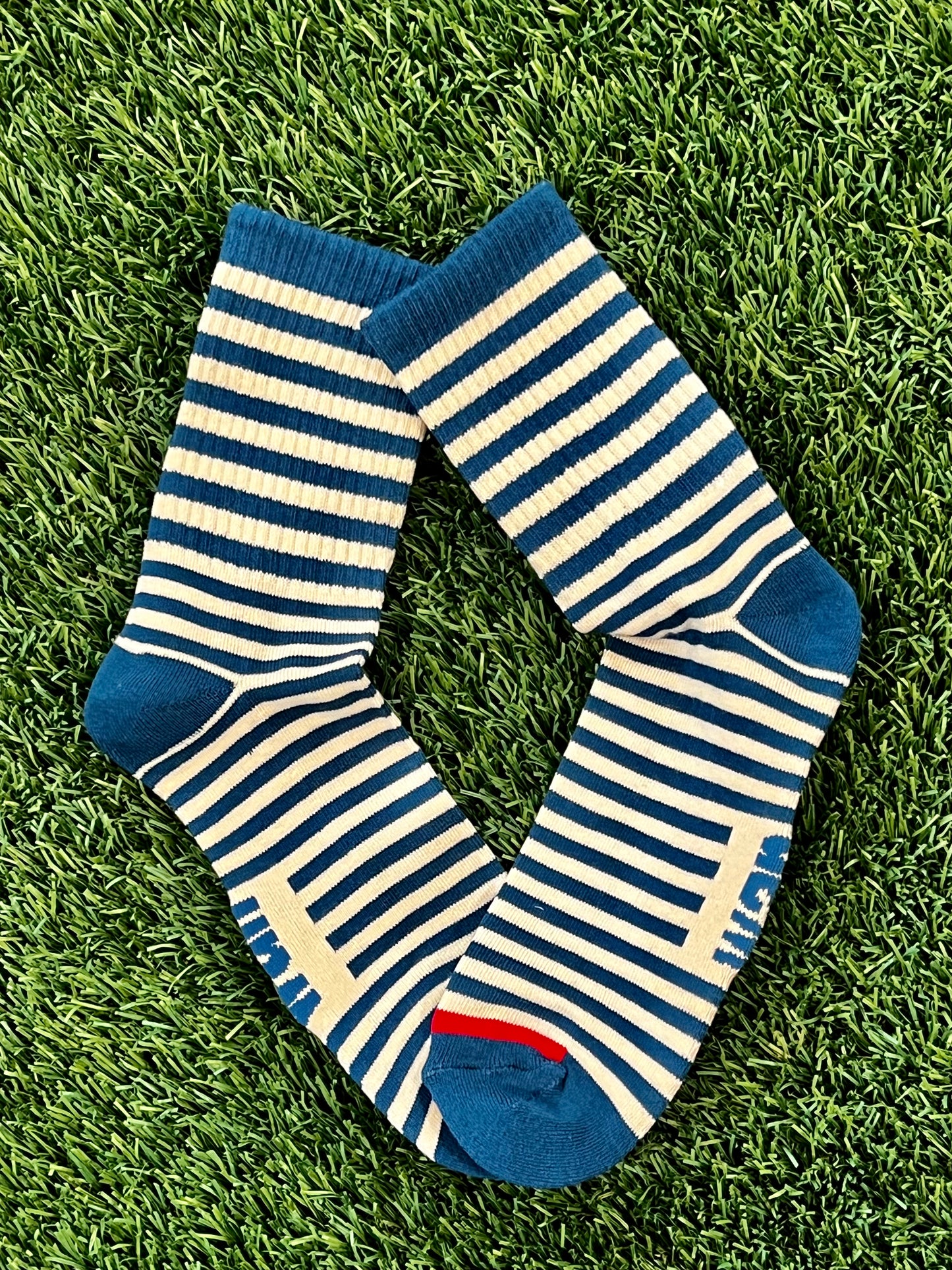 NAVY BLUE / CREAM STRIPED CREW SOCK