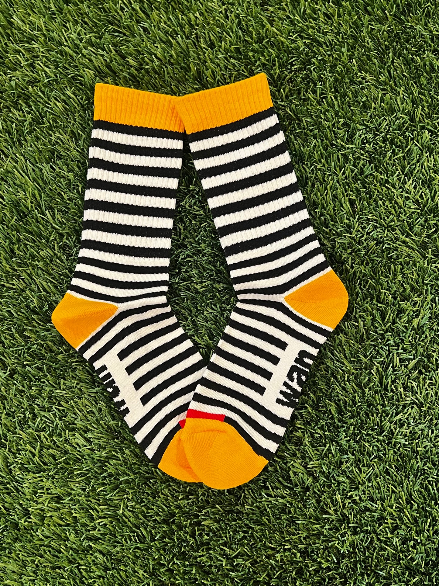 BLACK & YELLOW STRIPED WAN CREW SOCK