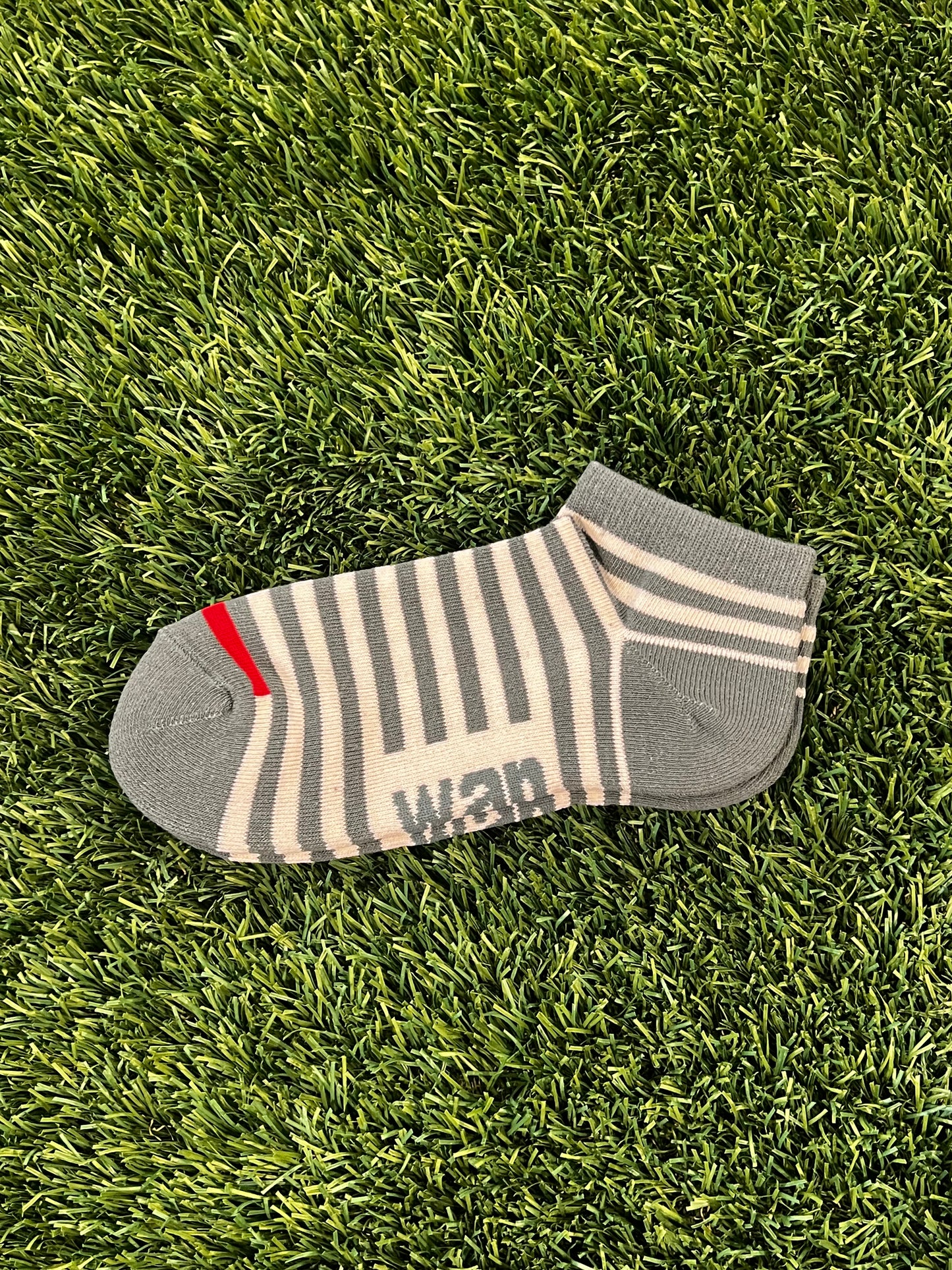 OLIVE GREEN & CREAM WAN ANKLE SOCK