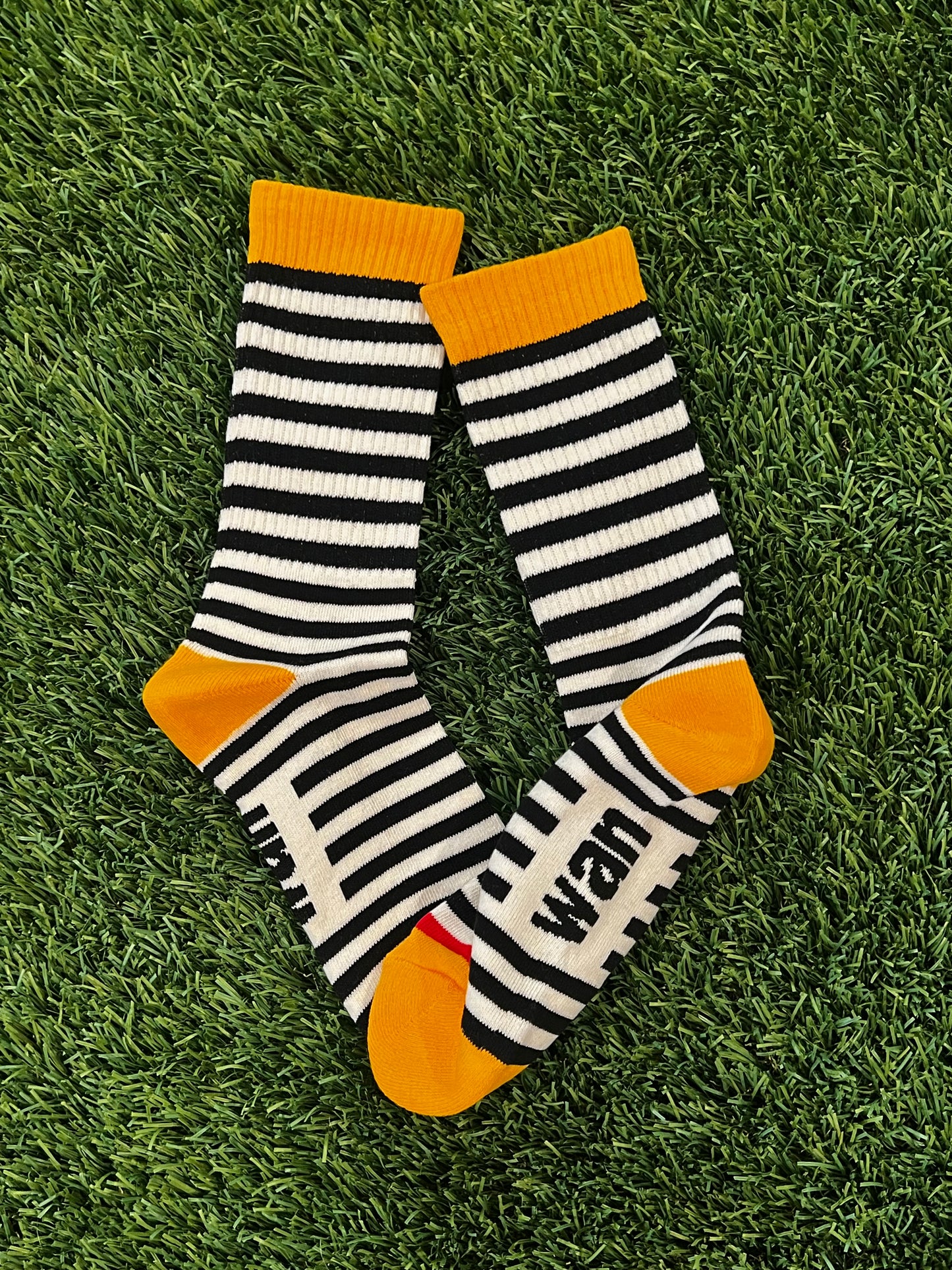 BLACK & YELLOW STRIPED WAN CREW SOCK