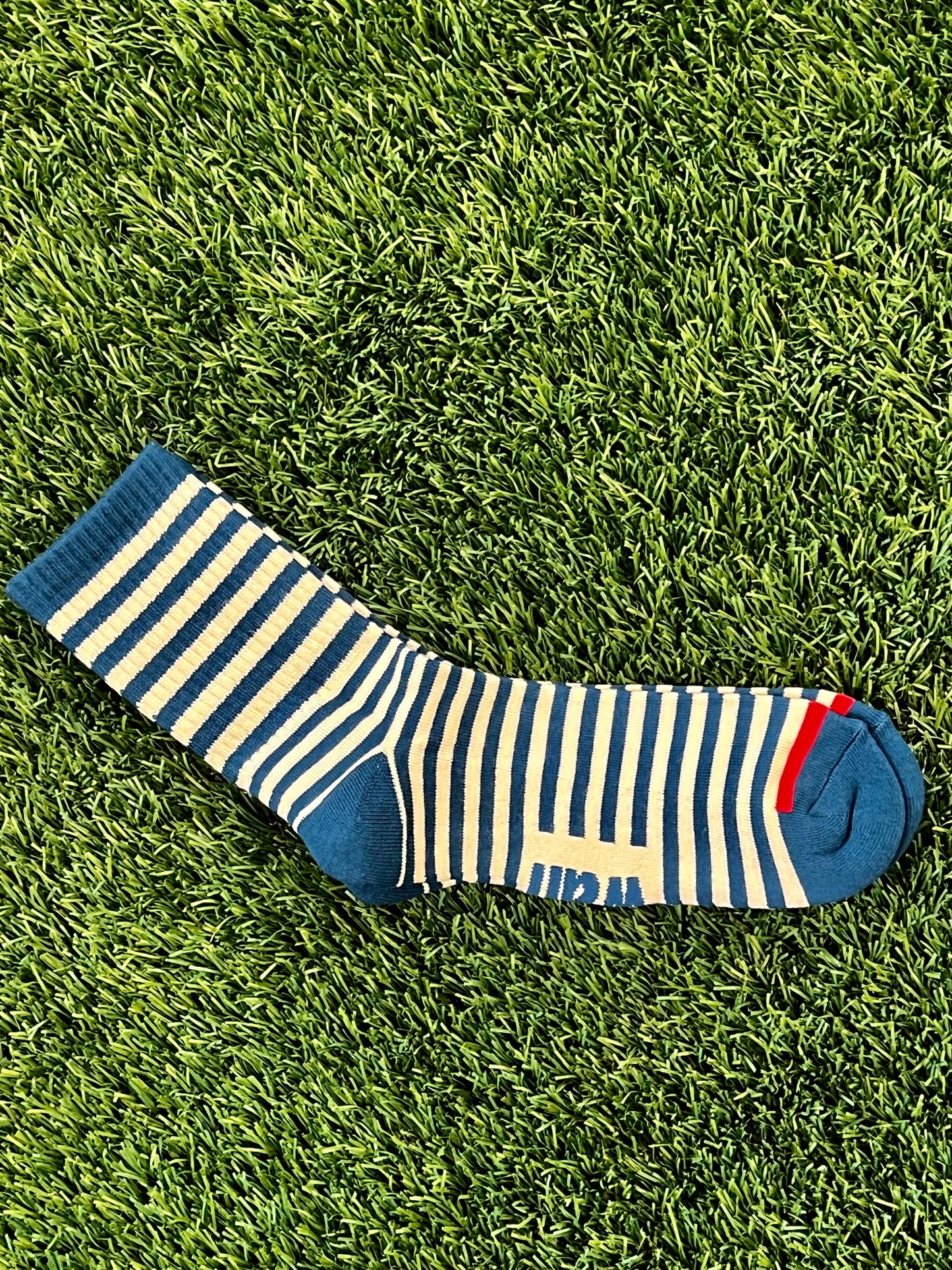 NAVY BLUE / CREAM STRIPED CREW SOCK