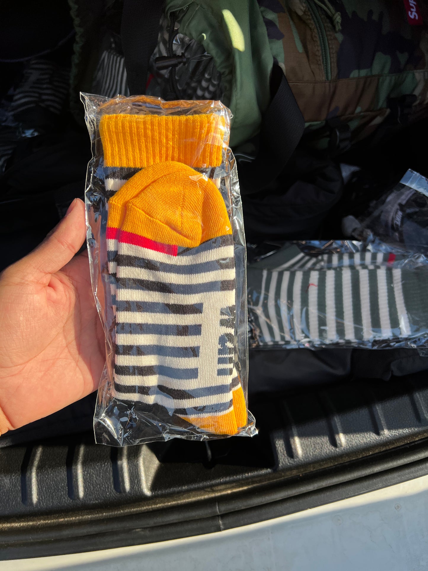 BLACK & YELLOW STRIPED WAN CREW SOCK